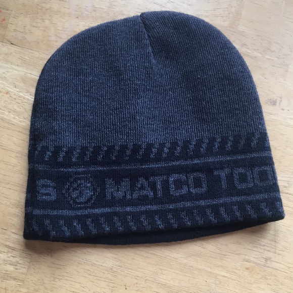 MATCO Tools toboggan skull cap winter hat black gray 💯 acrylic beanie - Picture 3 of 7